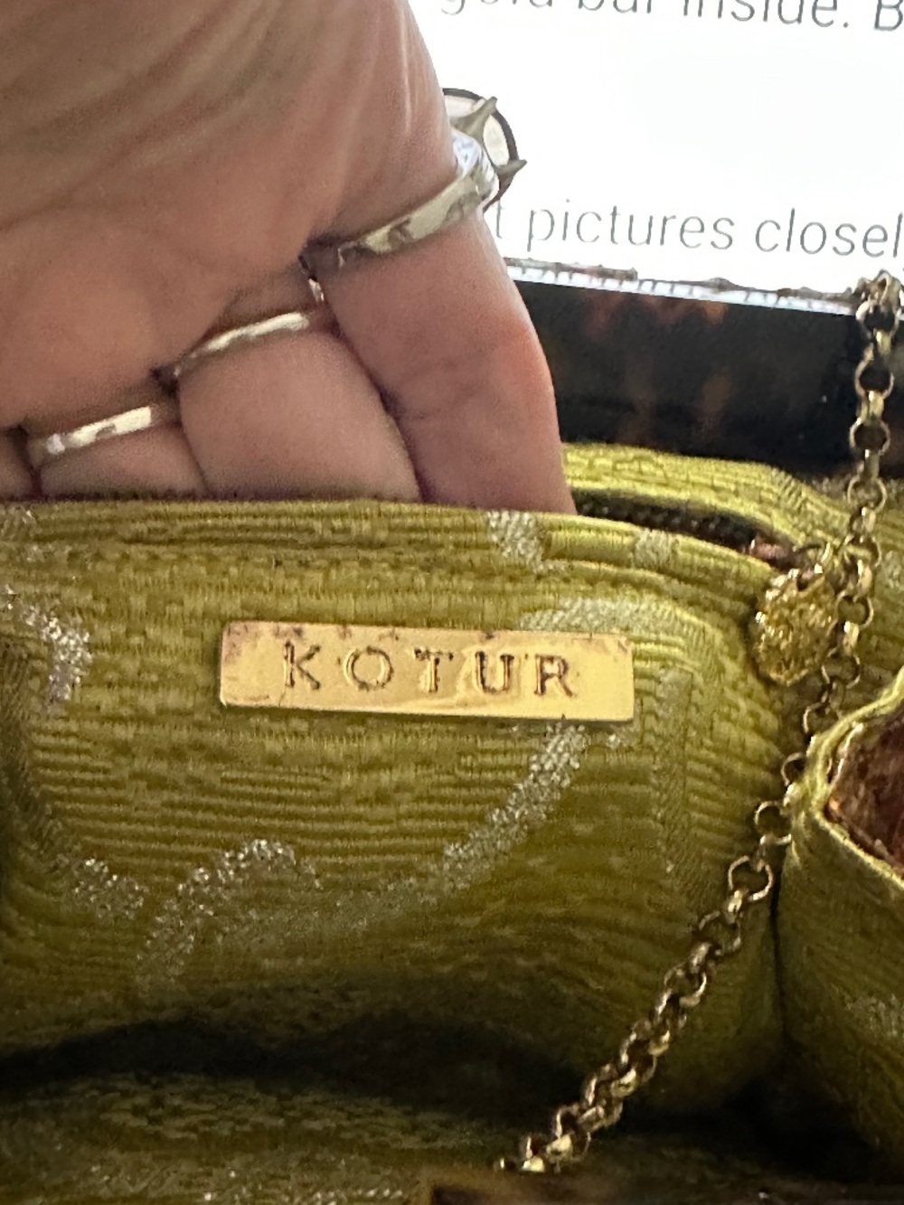 Kotur Multicolor Python Clutch Crossbody Tortoiseshell Frame Chain Bag Vintage - Picture 10 of 16